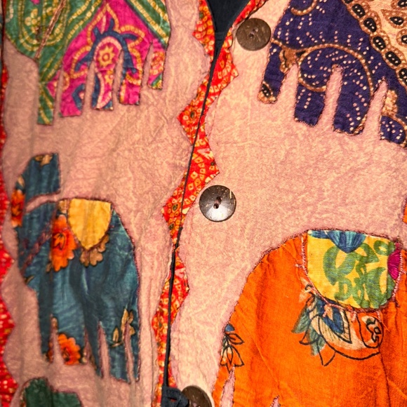 Rare Retro 20W Jacket Multi Color Elephant Theme Quilted Gorgeous - Picture 9 of 12
